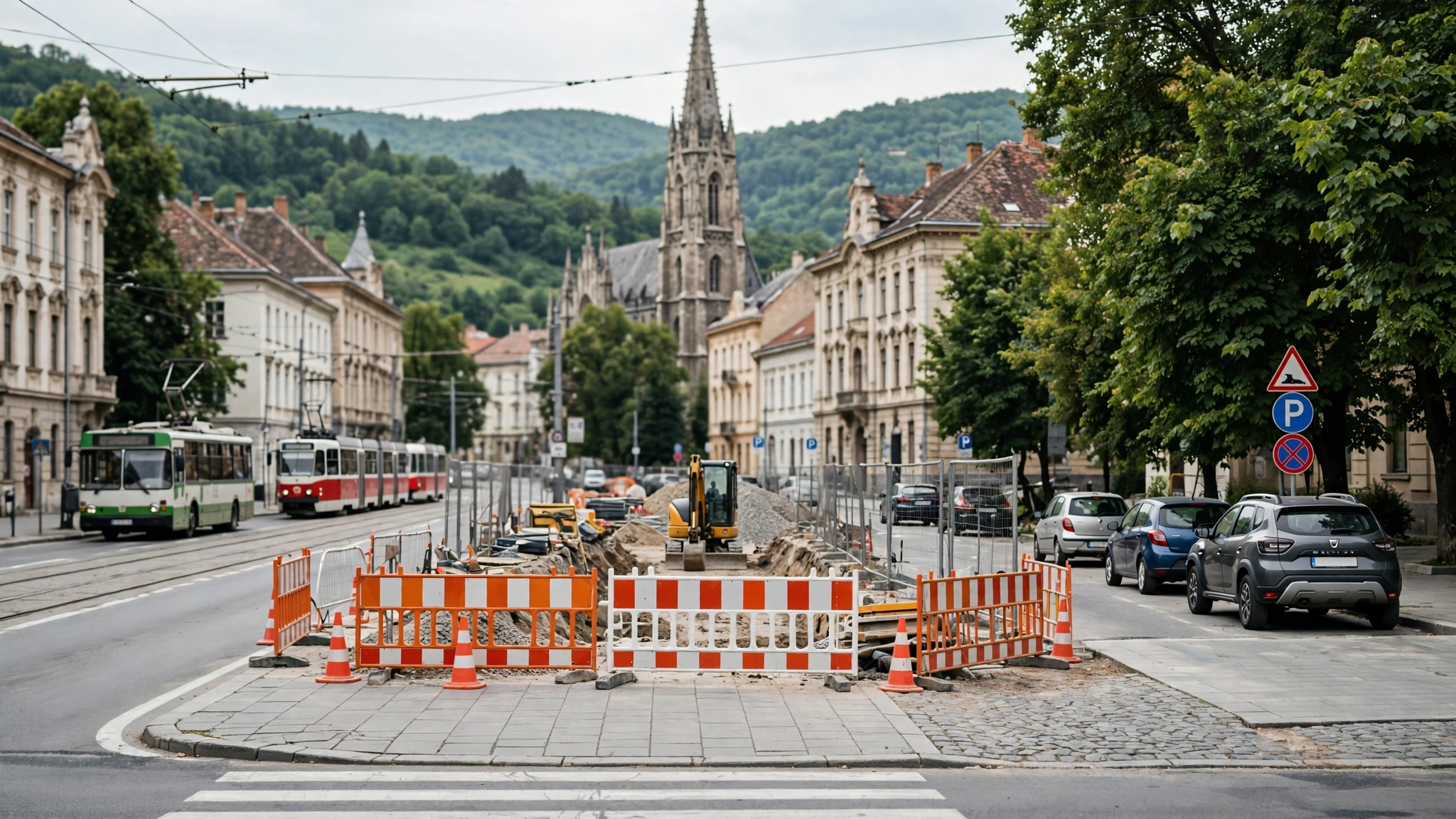 Șantier de construcții în zona metropolitană Cluj-Napoca