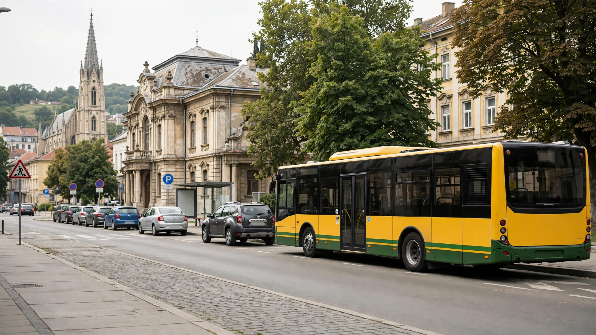 Autobuz de înlocuire a trenurilor staționat în gara Cluj-Napoca