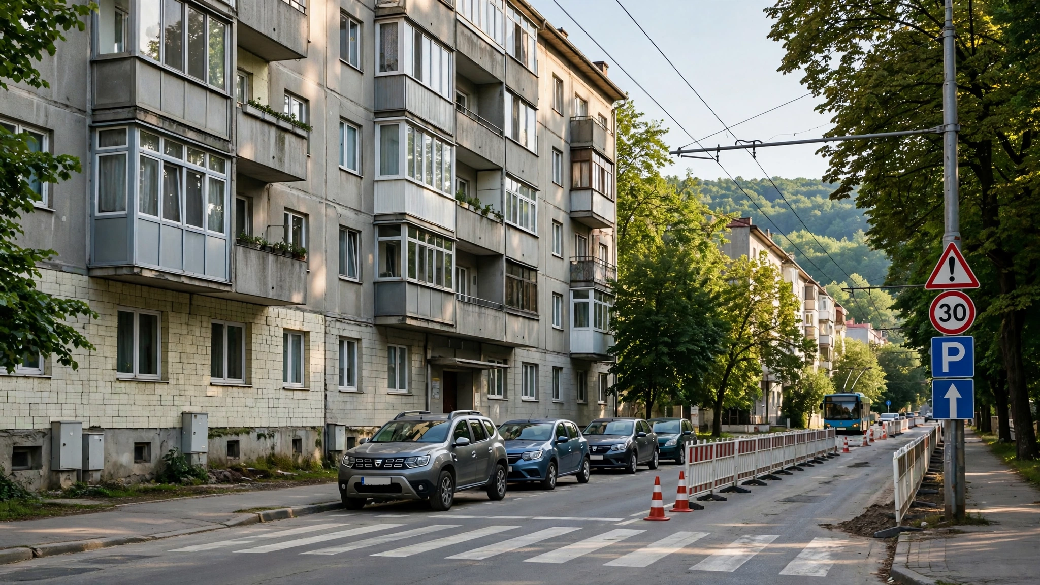 Clădire pe o stradă din cartierul Grigorescu, Cluj-Napoca