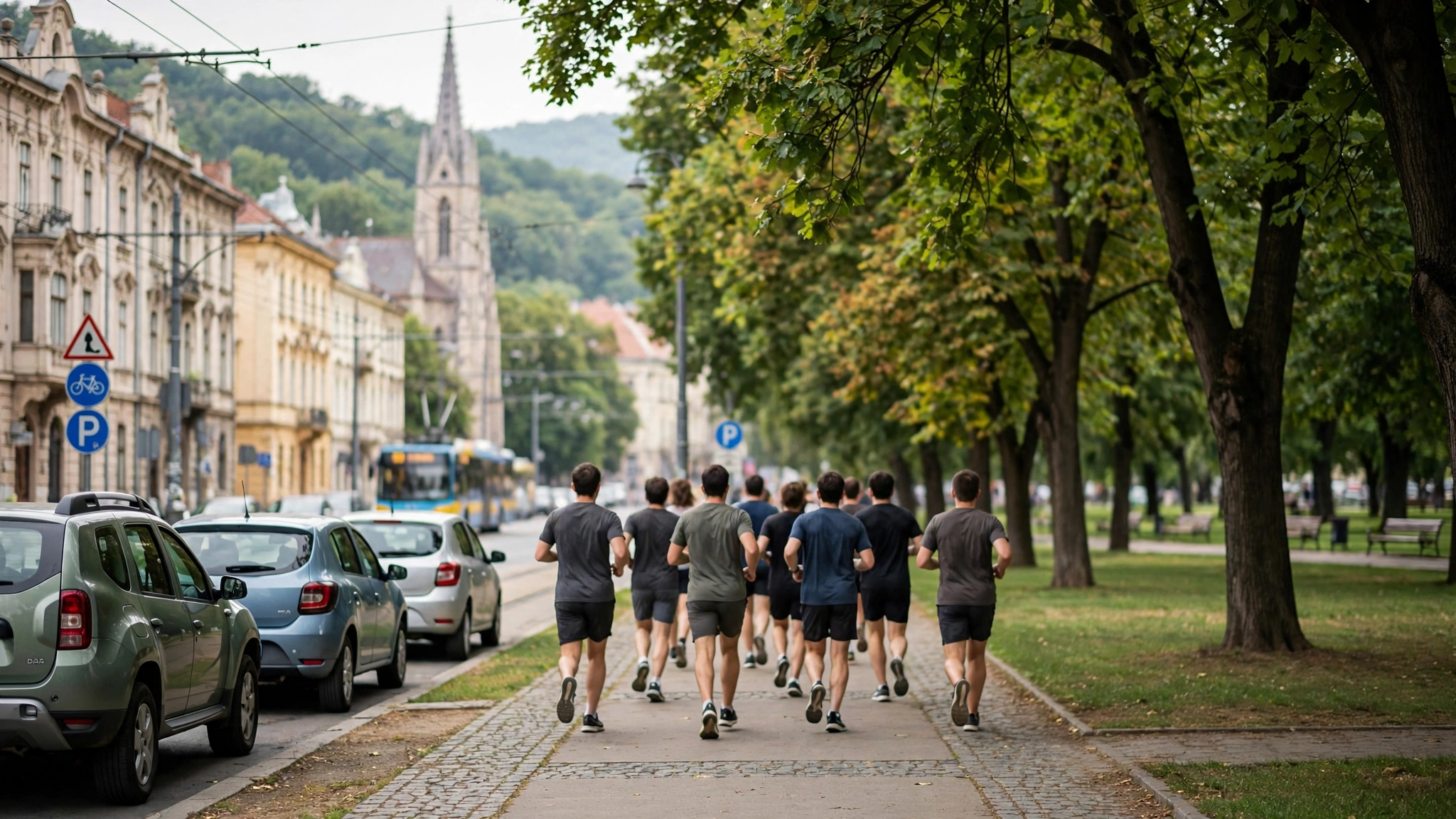 Participanți aleargă în Parcul Central din Cluj-Napoca la Crosul Inimilor Mari