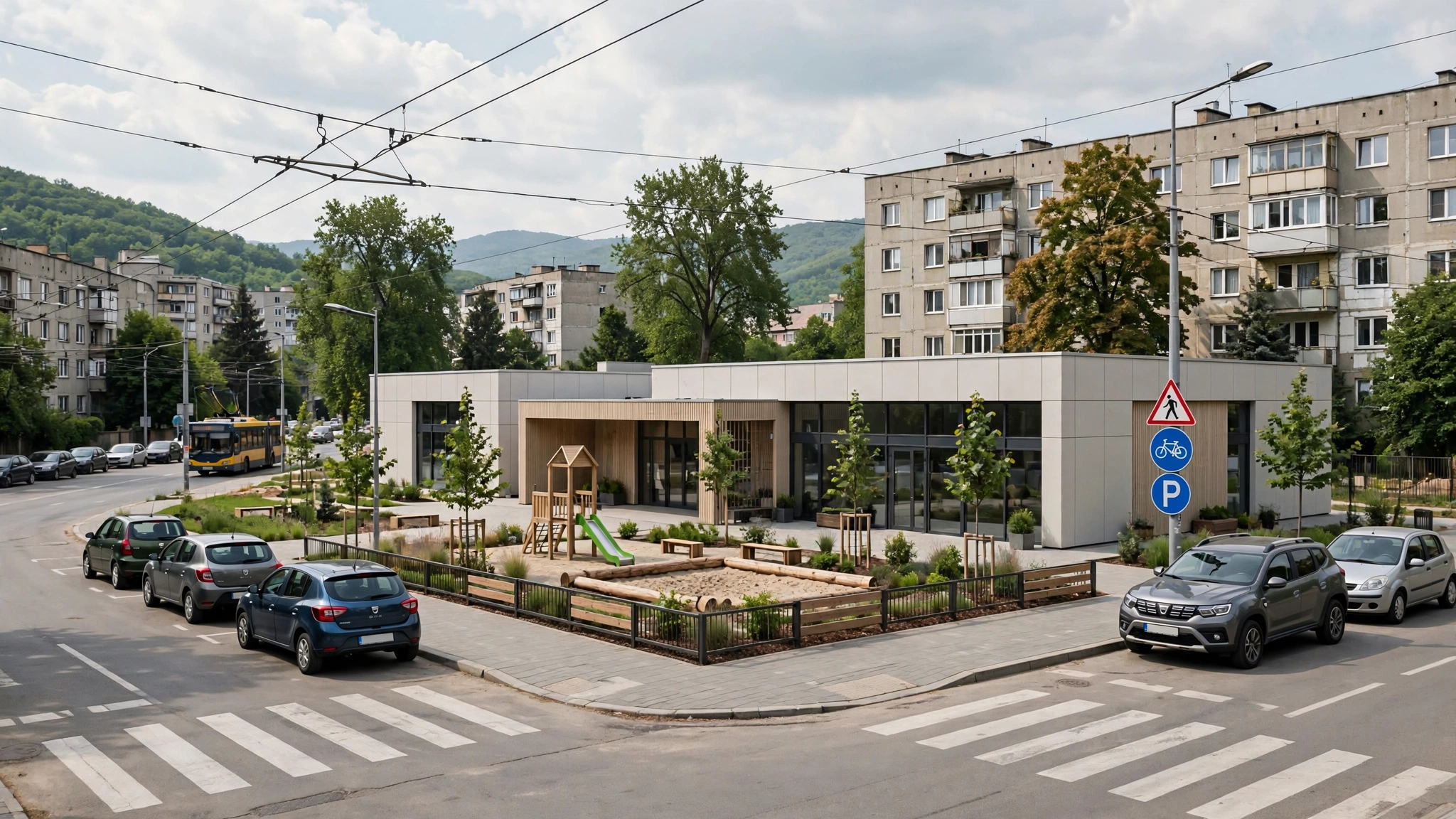 Clădirea noii creșe din cartierul Borhanci, Cluj-Napoca