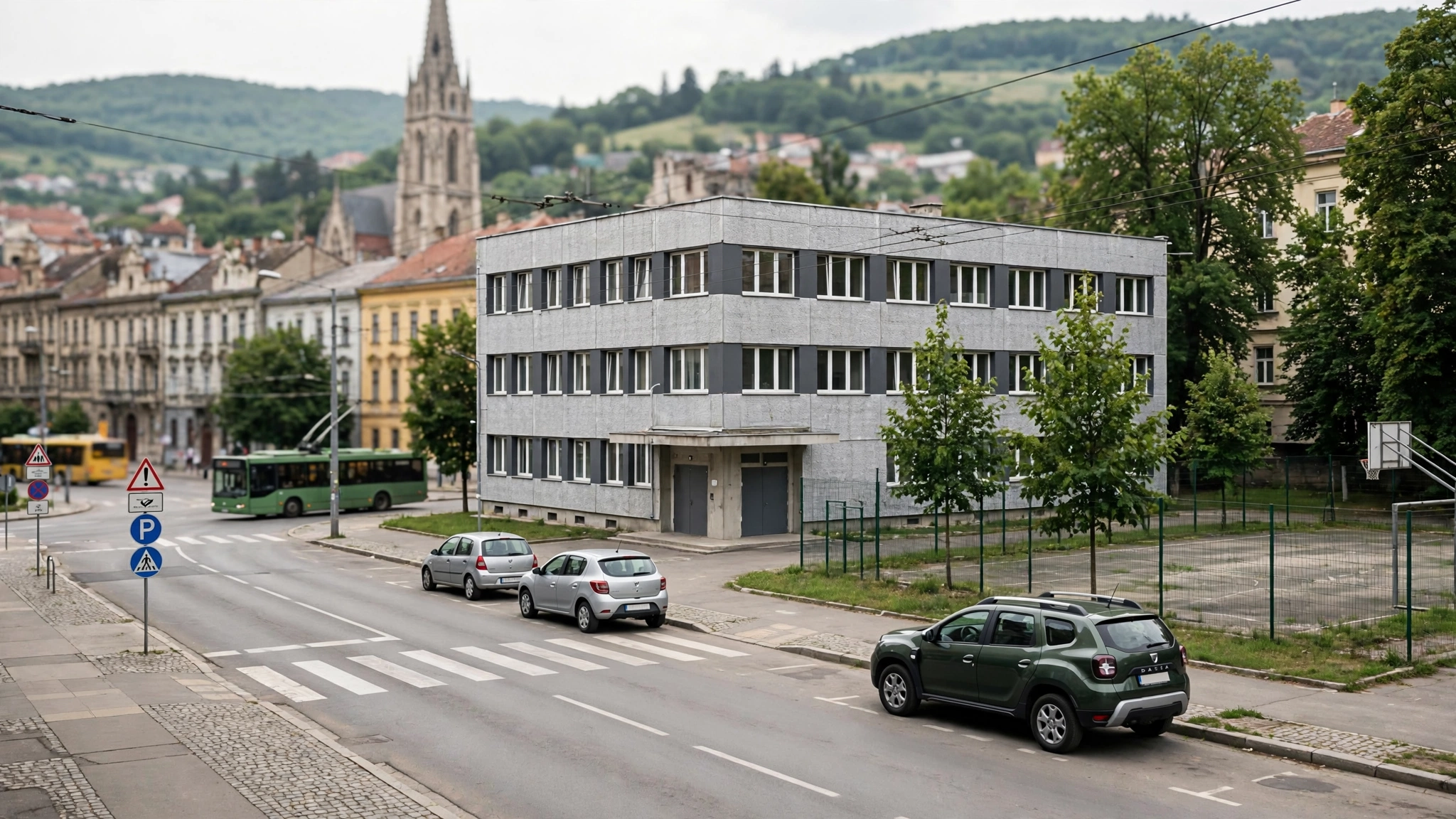 Clădirea unei școli gimnaziale, imagine simbol pentru incidentul de la Bistrița