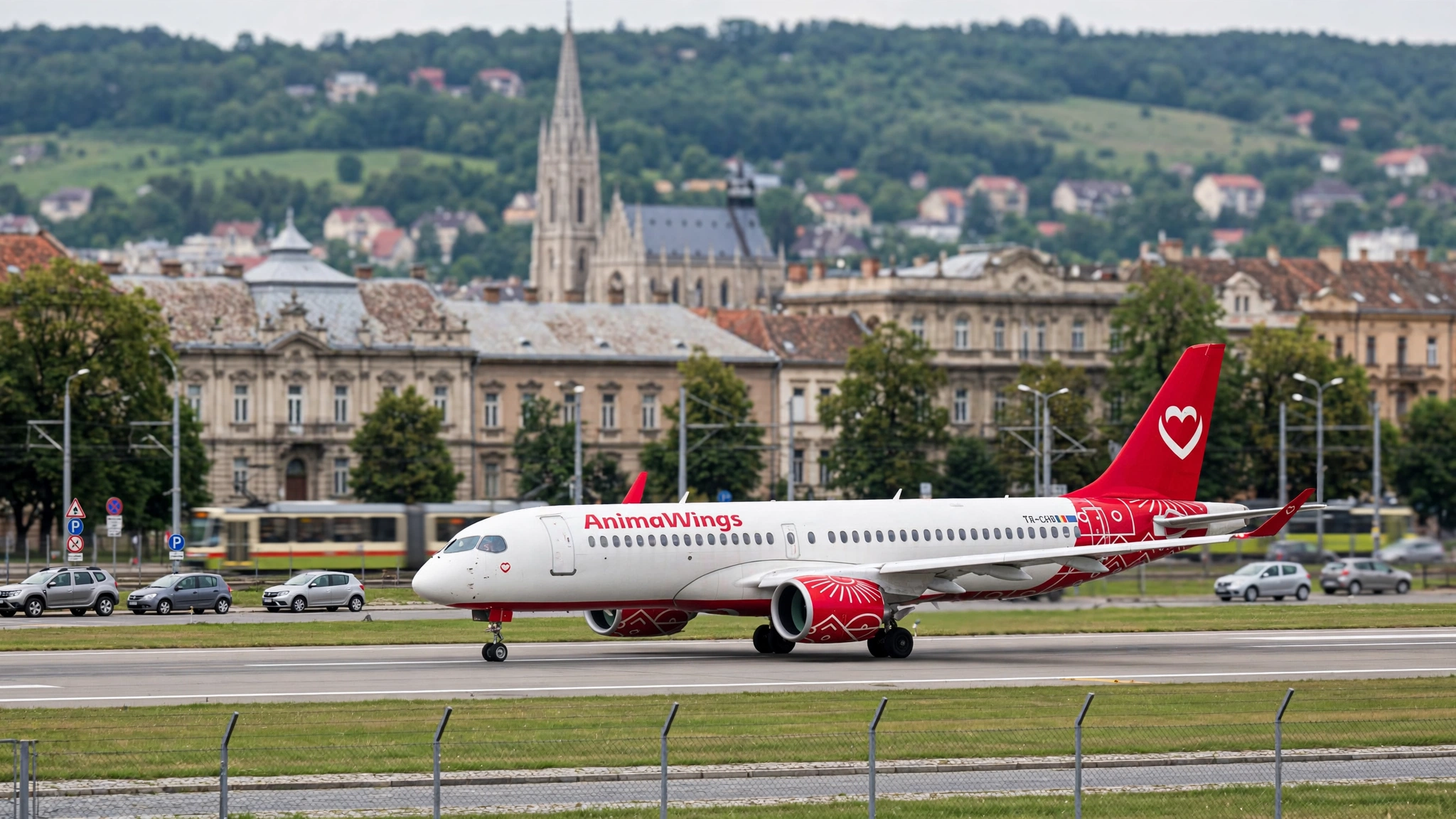 Avion AnimaWings pe pista unui aeroport românesc