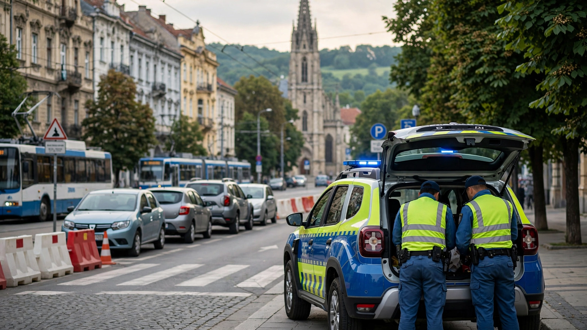 Poliţişti în timpul unei percheziţii legate de trafic de droguri în judeţul Cluj