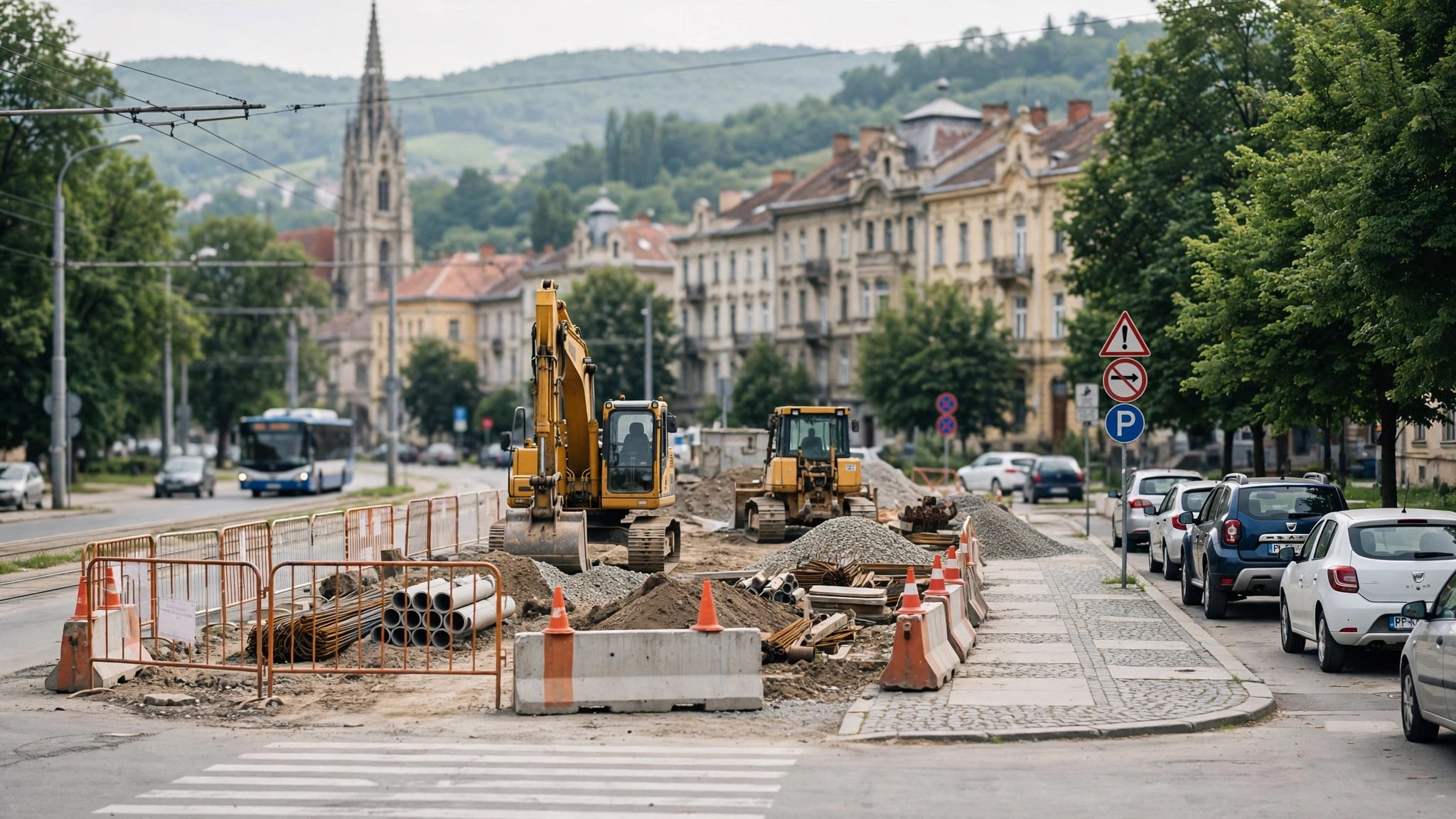Utilaje de construcție pe șantierul Spitalului Regional de Urgență Cluj, din Florești